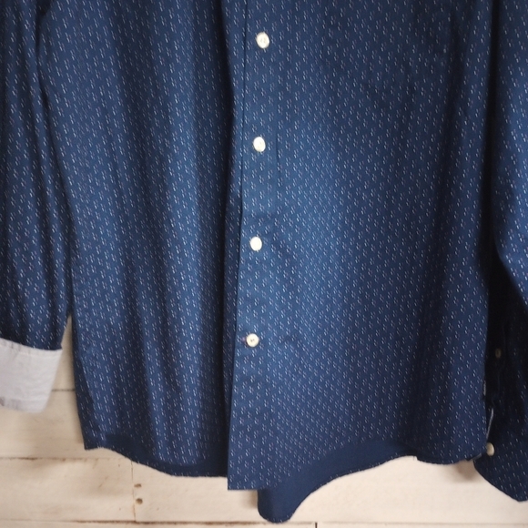 Izod Premium Essentials Classics Mens Large Blue Dot Printed Long Sleeve - Picture 3 of 8